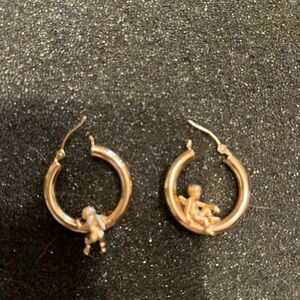 Gold cherub hoop earrings